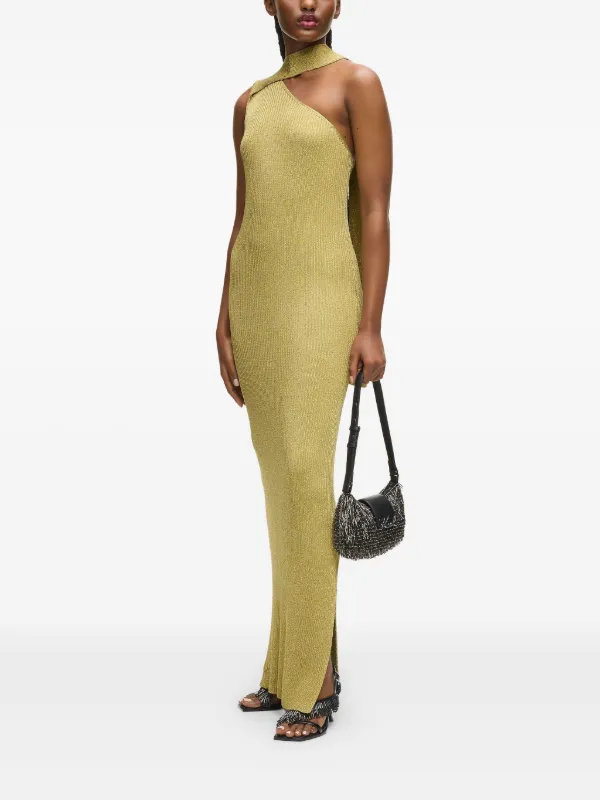 Karl Lagerfeld Maxi Metallic Knit Dress | Gold | FARFETCH GE