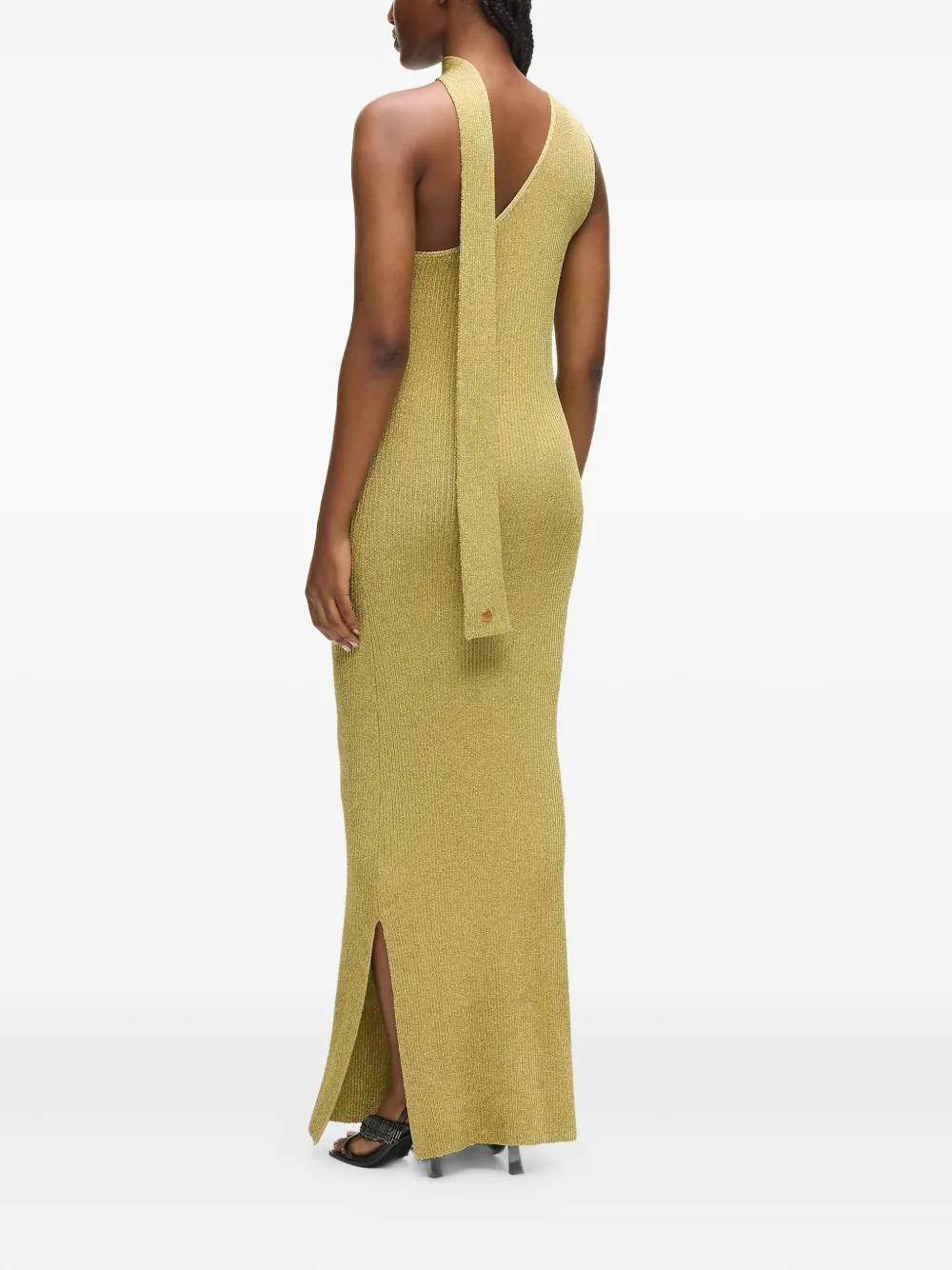 Karl Lagerfeld Metallic gebreide maxi-jurk Goud