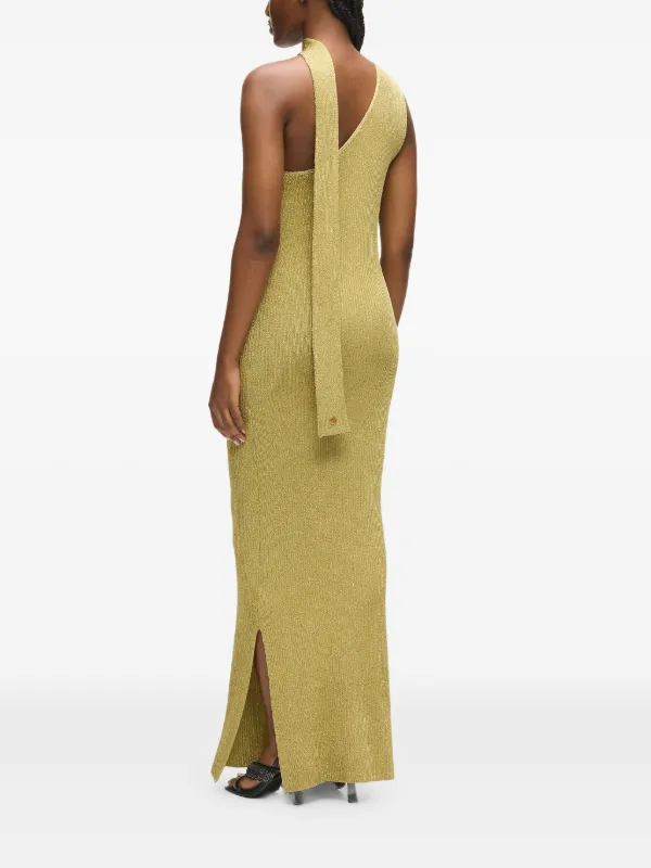 Karl Lagerfeld Maxi Metallic Knit Dress | Gold | FARFETCH JO
