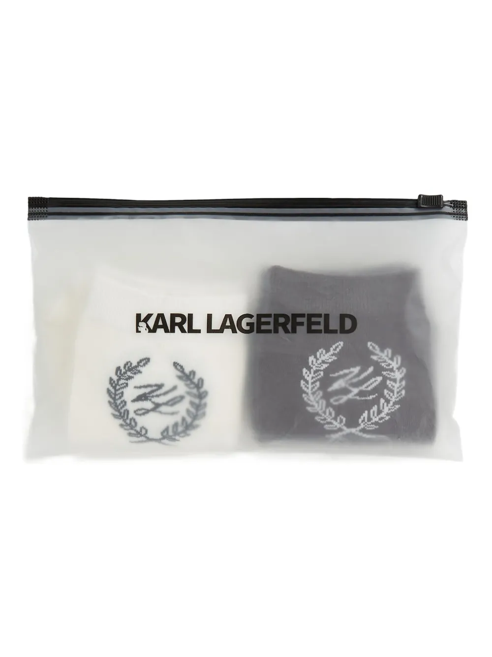 Karl Lagerfeld Twee paar sokken met borduurwerk Wit