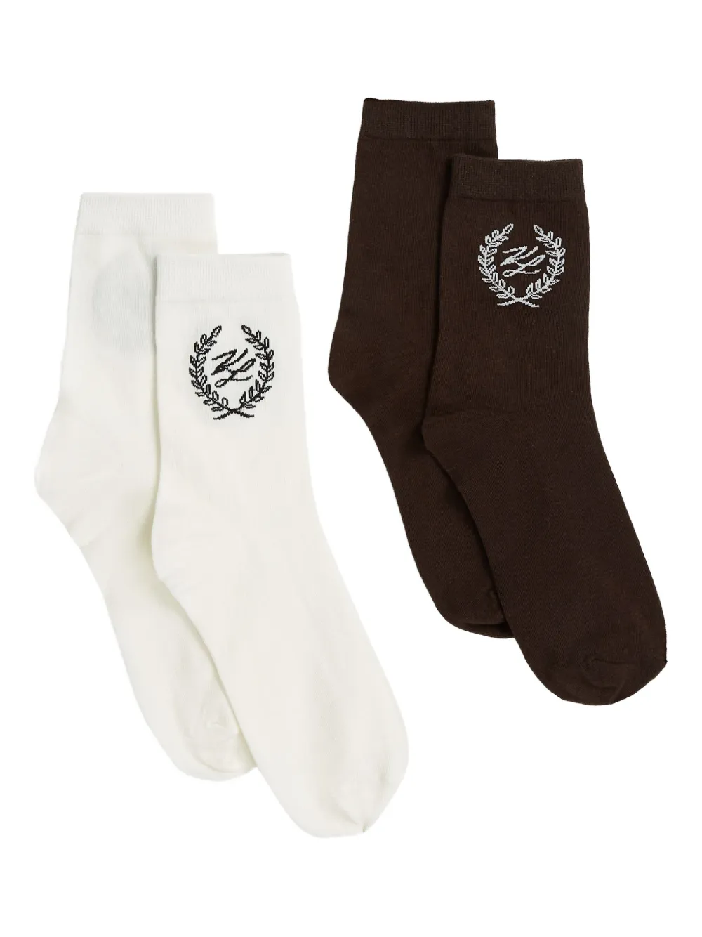 Karl Lagerfeld Twee paar sokken met borduurwerk Wit