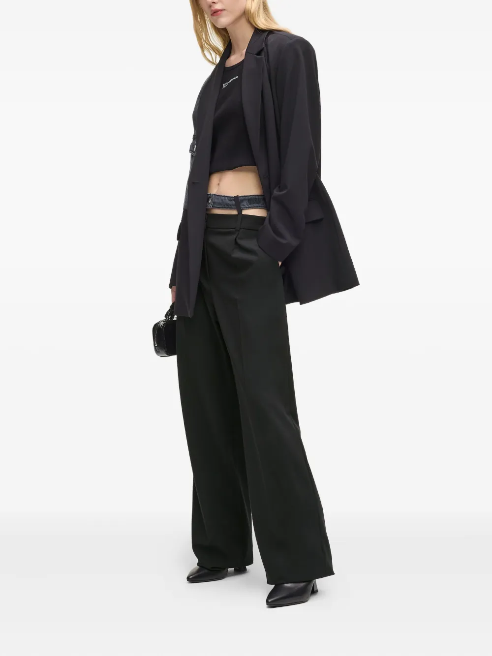 Karl Lagerfeld Jeans Broek met dubbele tailleband Zwart