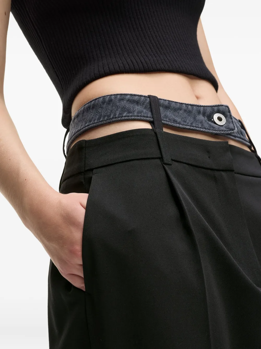 Karl Lagerfeld Jeans Broek met dubbele tailleband Zwart