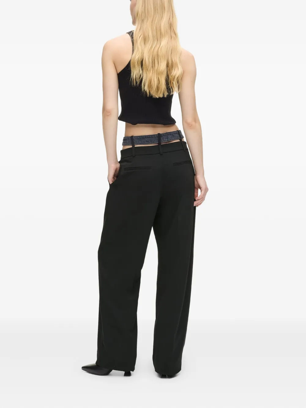 Karl Lagerfeld Jeans Broek met dubbele tailleband Zwart