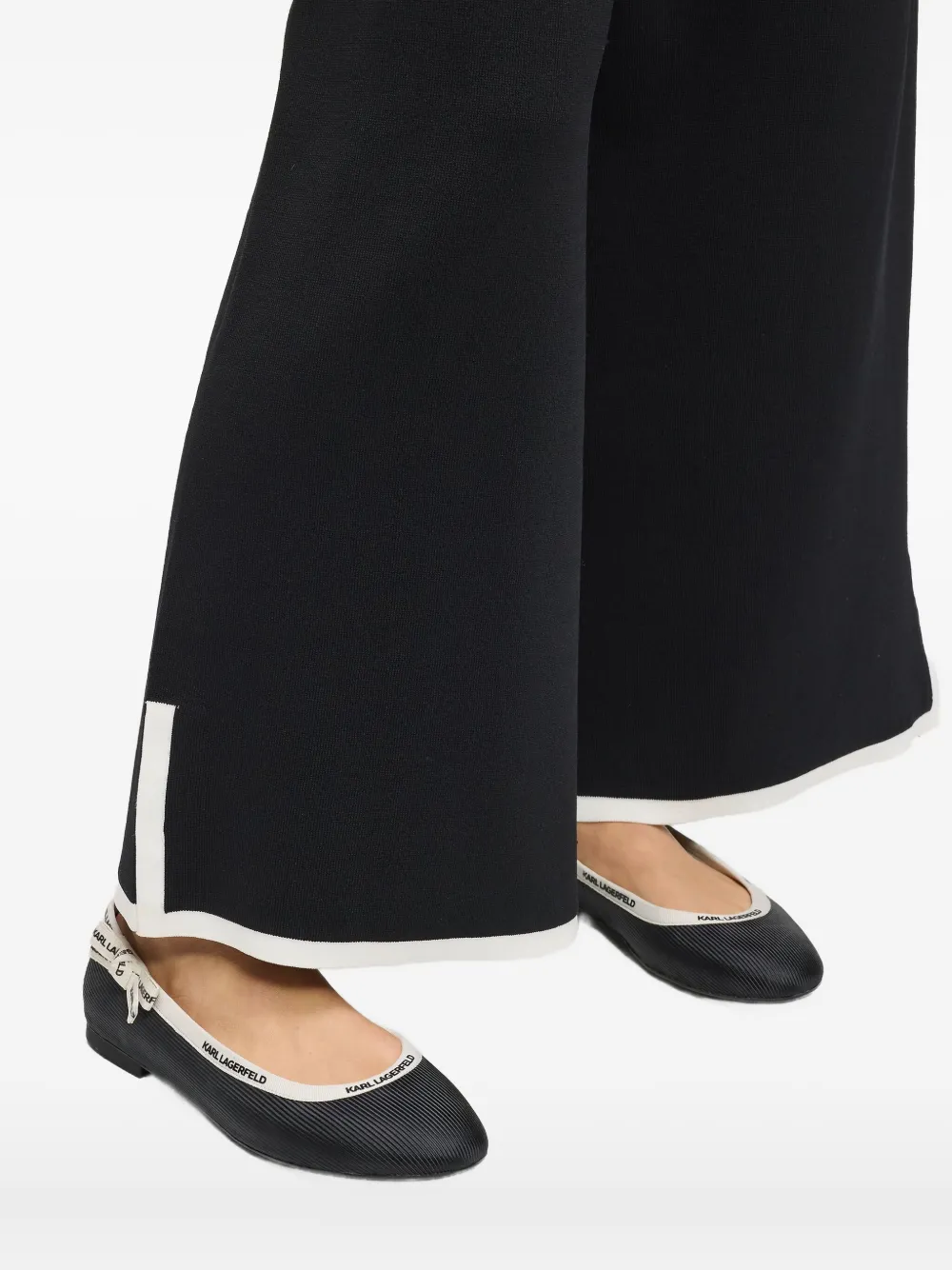 Karl Lagerfeld Karo ballerina's met strik Zwart