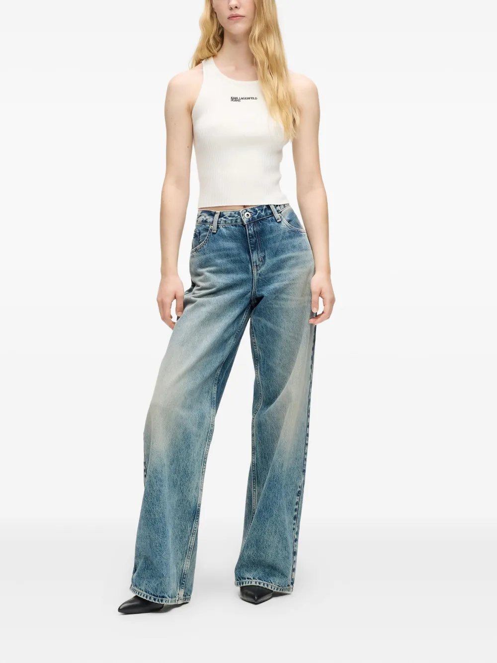 Karl Lagerfeld Jeans Logo-patch Mid-rise Jeans In Blue