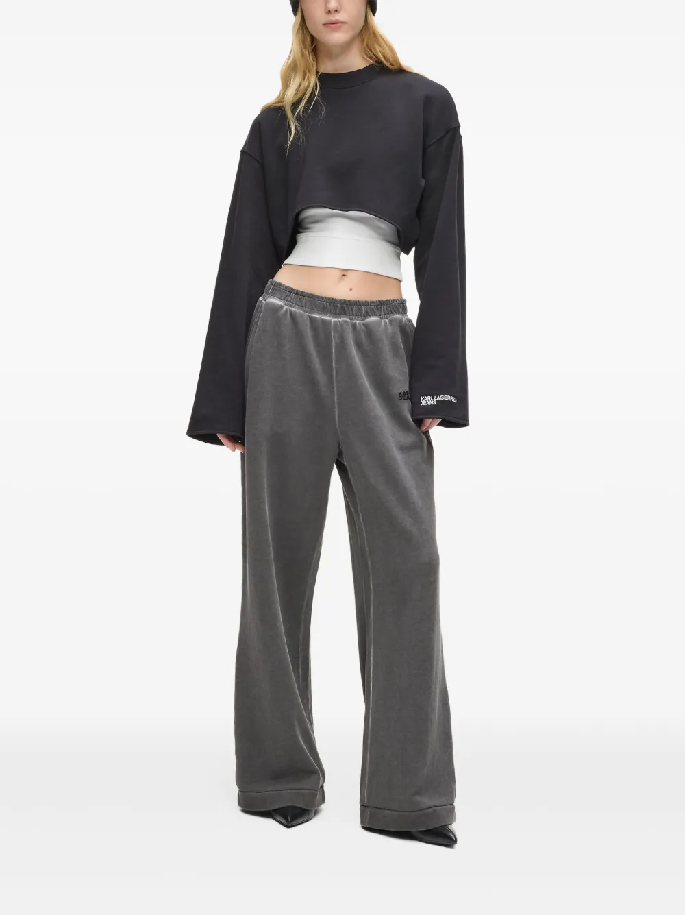 Karl Lagerfeld Jeans Washed Track Pants In Gray