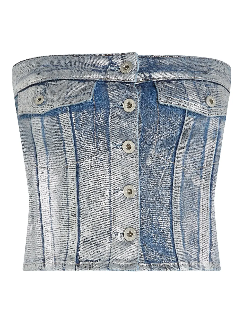 Karl Lagerfeld Jeans Button-fastening Denim Bustier In Blue