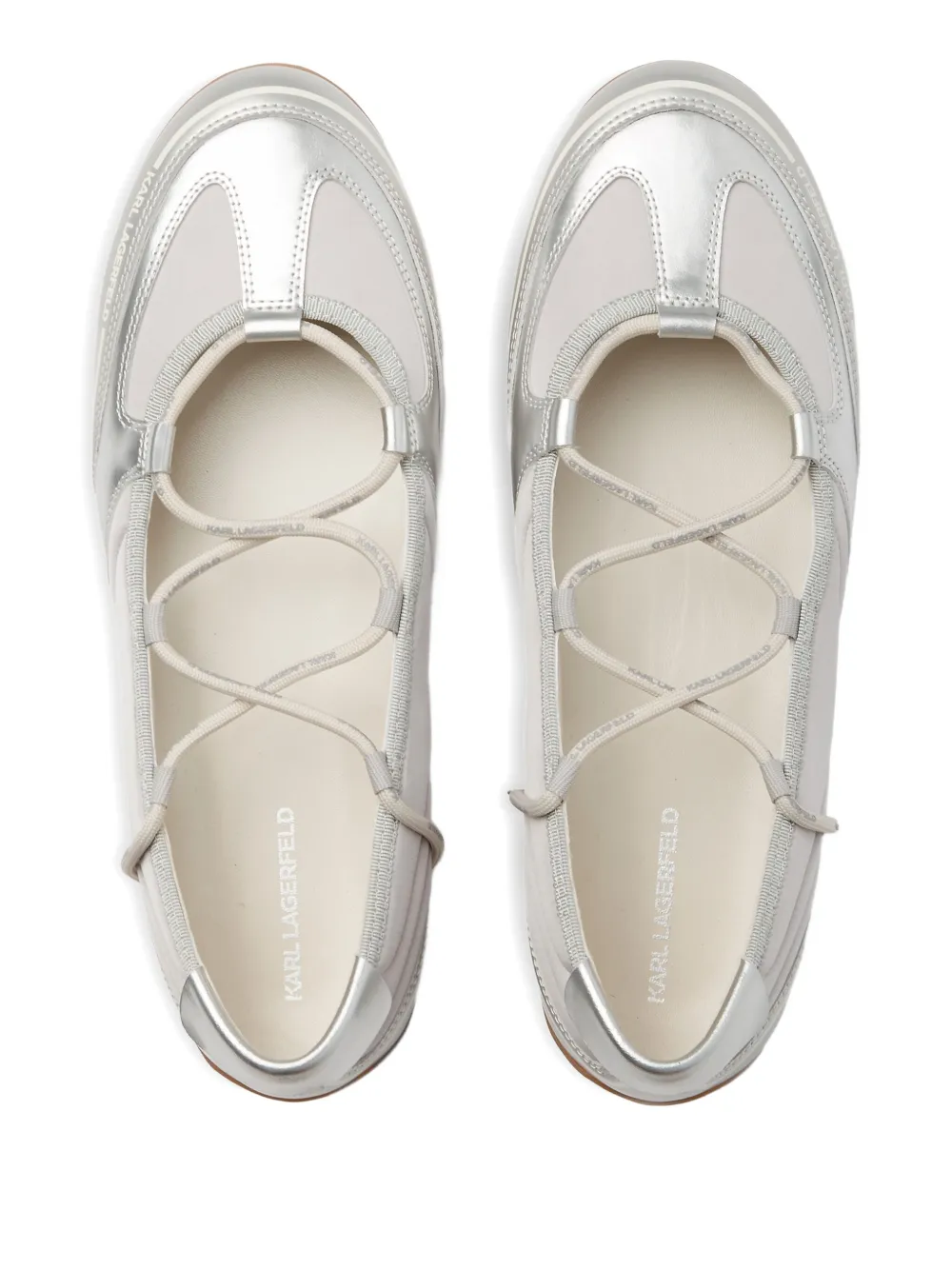 Karl Lagerfeld Ballerina's met veters Zilver