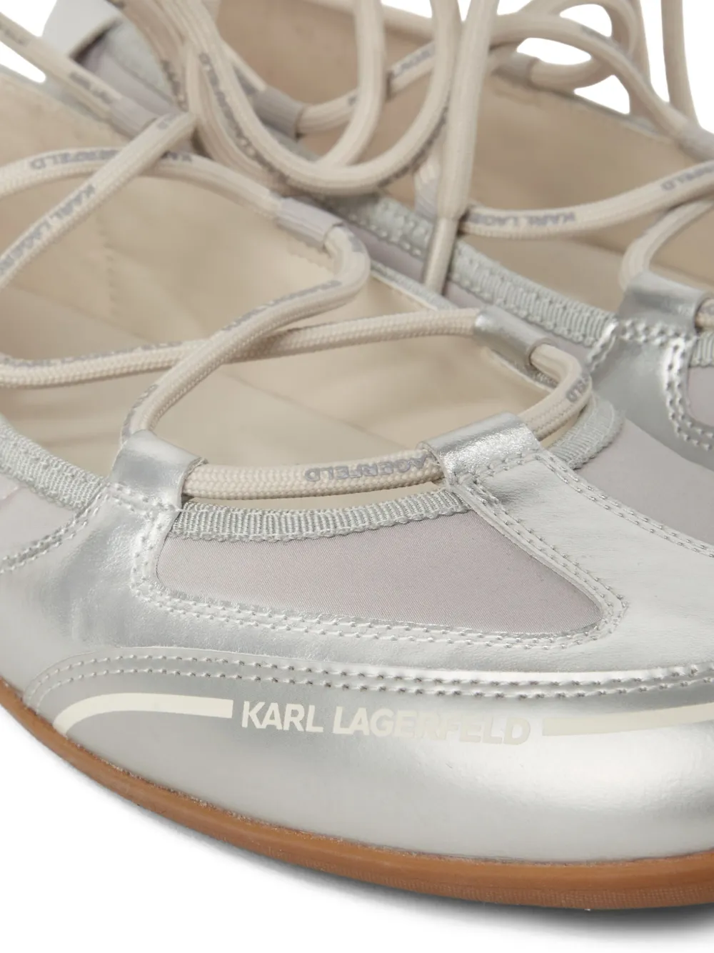 Karl Lagerfeld Ballerina's met veters Zilver