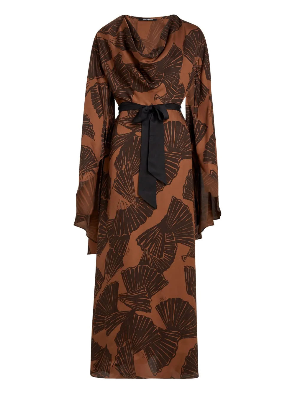 Karl Lagerfeld fan-print kaftan maxi dress | Brown | Image 1