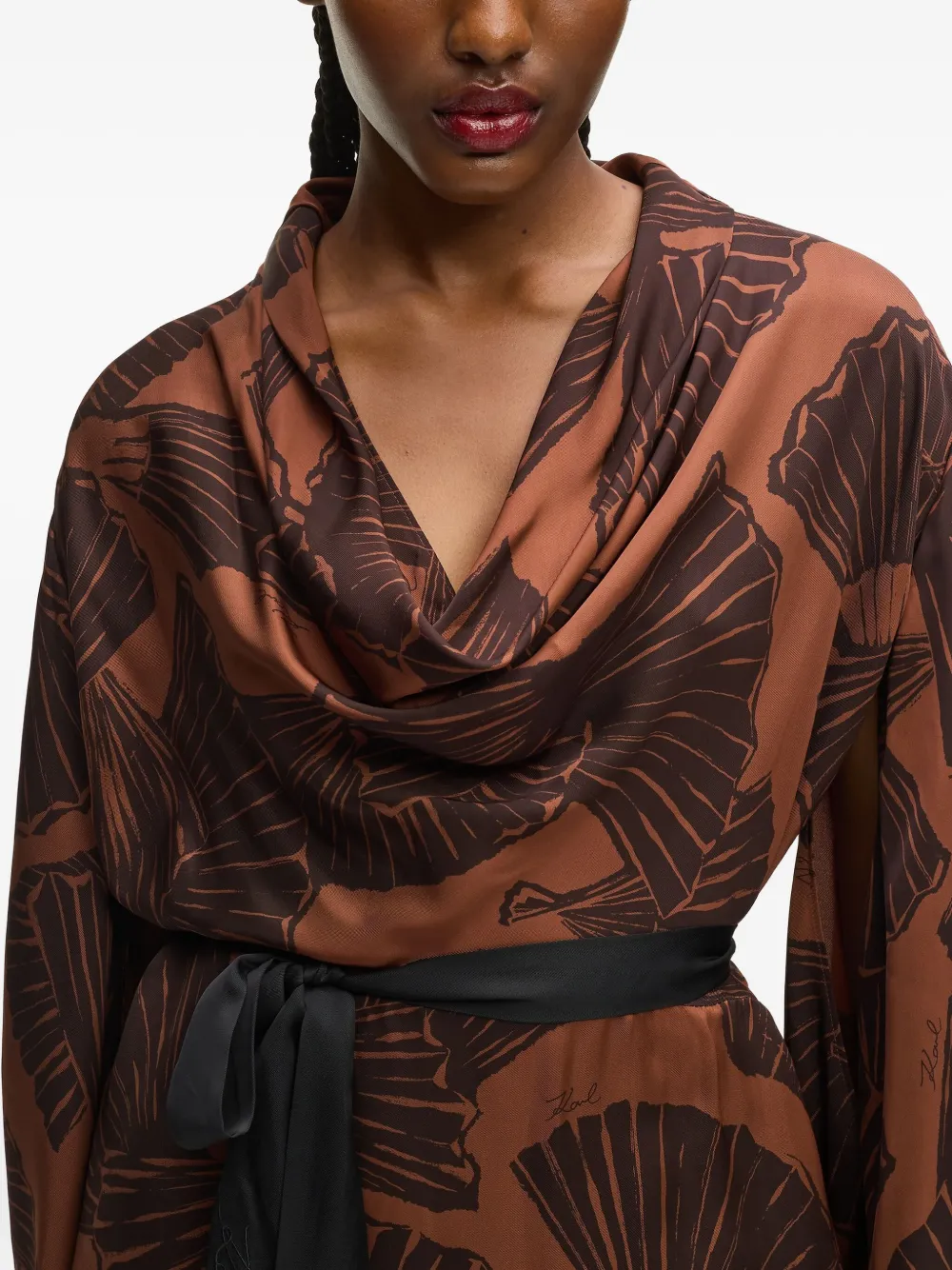 Karl Lagerfeld Maxi-jurk met waaierprint Bruin