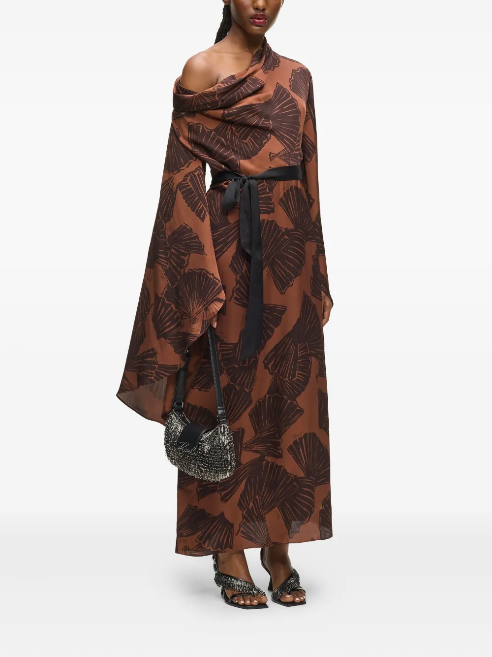 Karl Lagerfeld Maxi-jurk met waaierprint Bruin