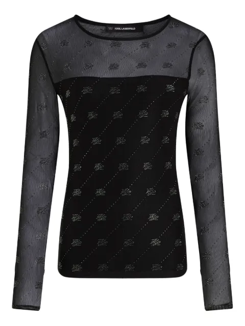 Karl Lagerfeld Autograph-rhinestone mesh top