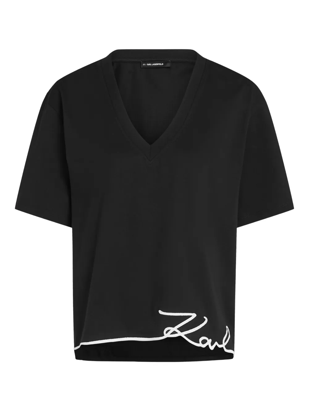 Karl Lagerfeld Short-sleeves V-neck T-shirt In Black