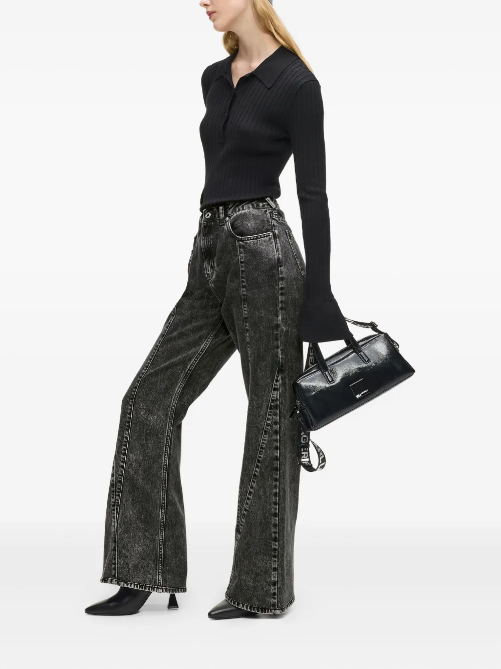 Karl Lagerfeld Jeans High-rise Flared Jeans In Black