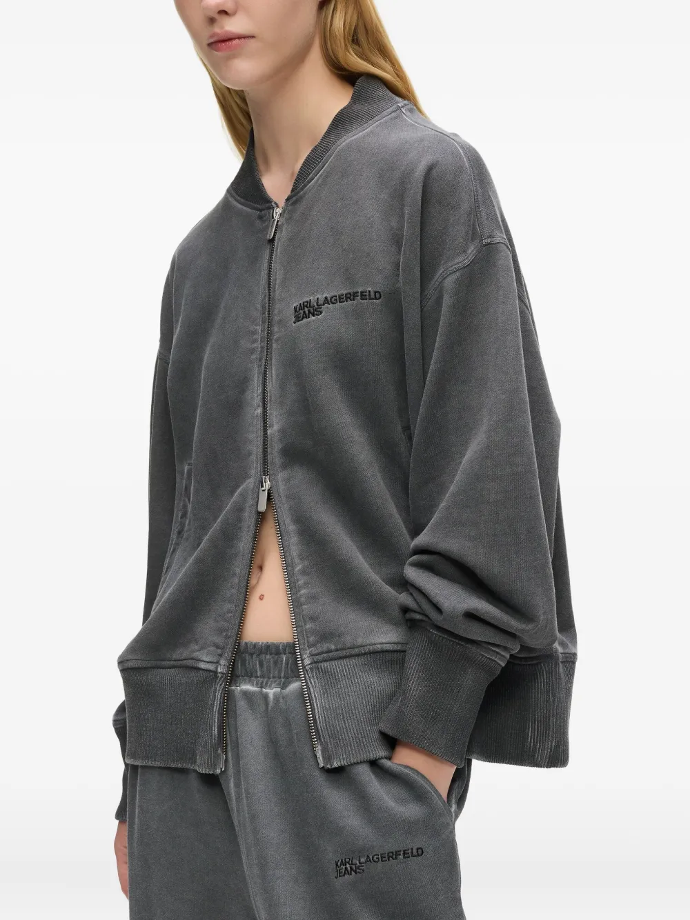 Karl Lagerfeld Jeans Washed Zip-up Sweatshirt In Brown