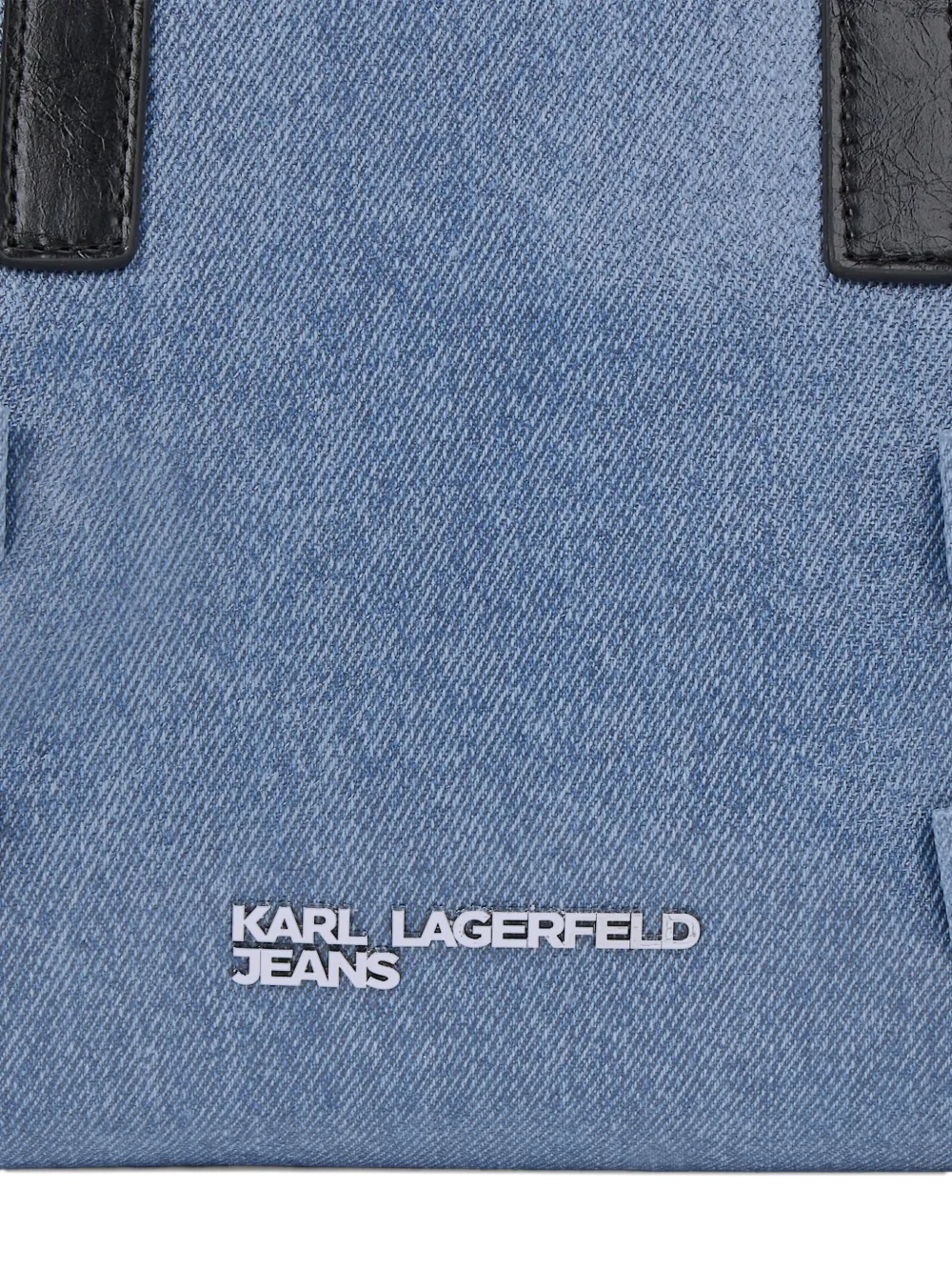 Karl Lagerfeld Jeans Denim bowlingtas met gesp Blauw