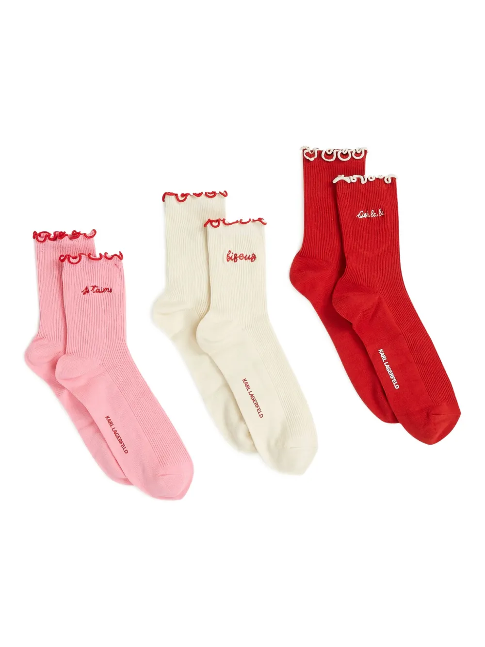 Karl Lagerfeld Drie paar Love-Note sokken Beige