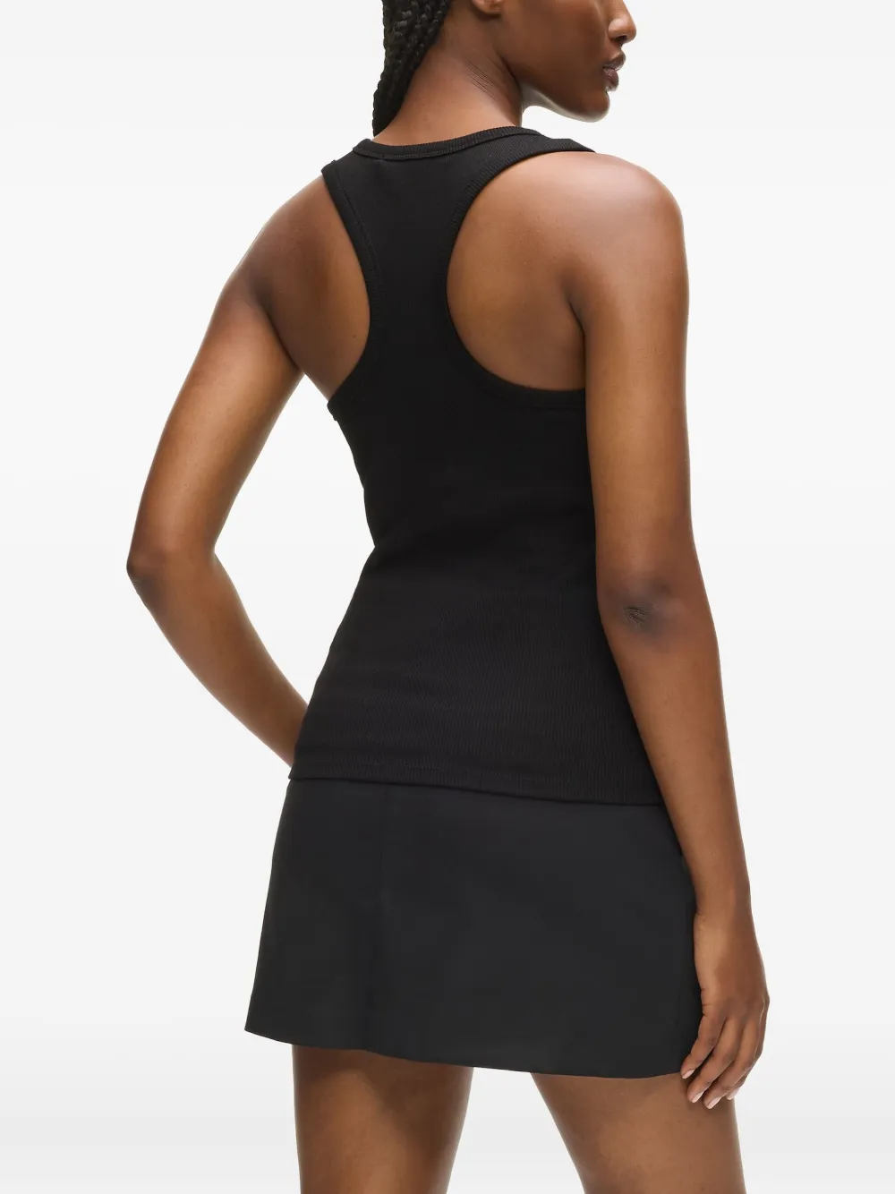 Karl Lagerfeld Autograph Ribbed Tank Top In Black