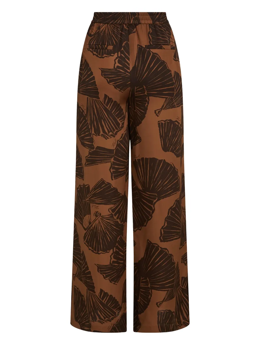 Karl Lagerfeld Fan-print Flared Pants In Brown