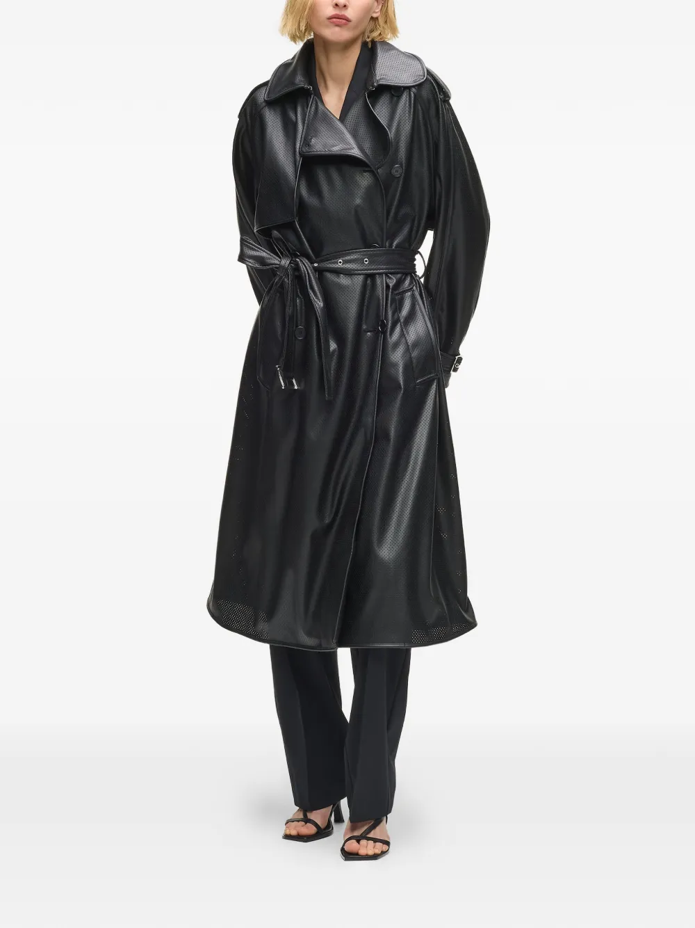 Karl Lagerfeld perforated belted trench coat | Double Breasted & Peacoats | Image 2