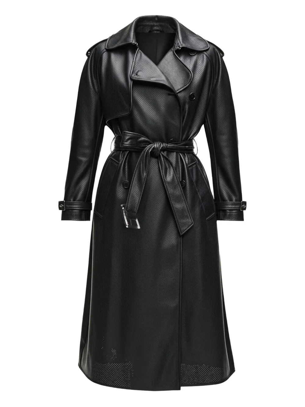 Karl Lagerfeld perforated belted trench coat | Black | Image 1