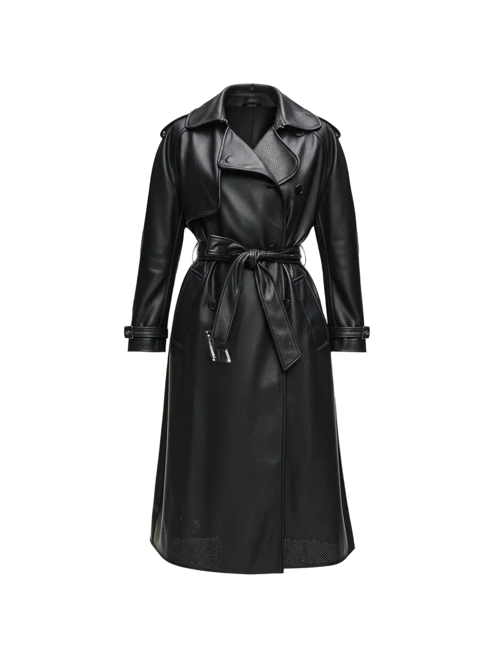 Karl Lagerfeld perforated belted trench coat - Nero