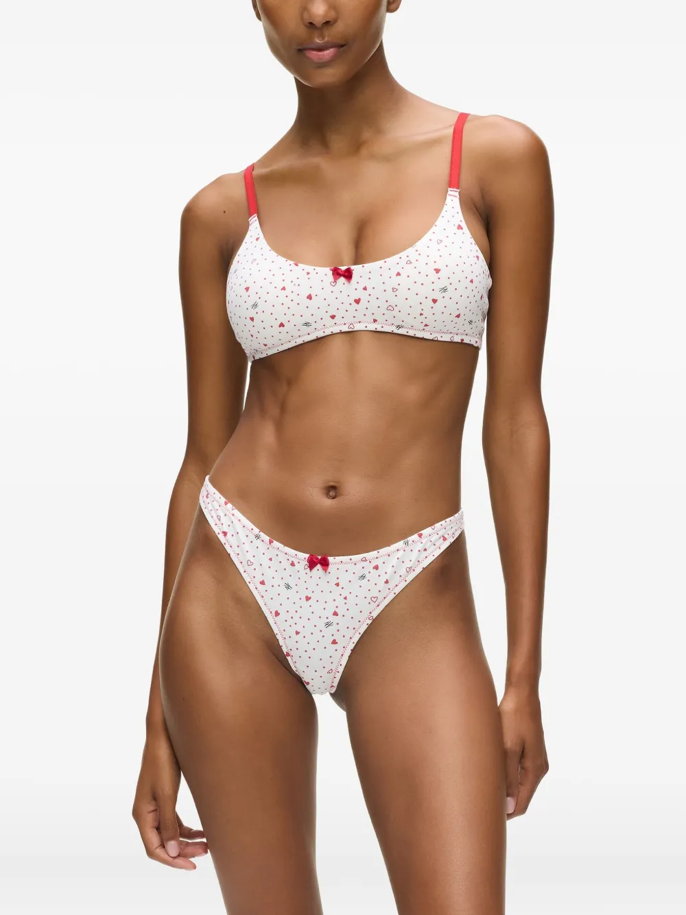 Karl Lagerfeld Heart-print Thong In White