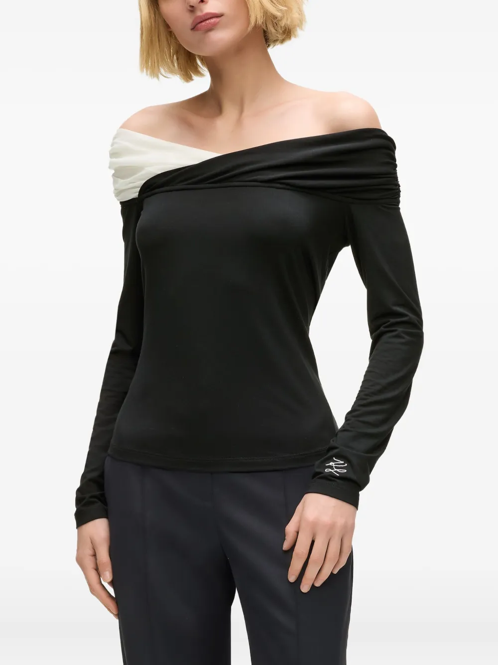 Karl Lagerfeld Off-shoulder Top In Black