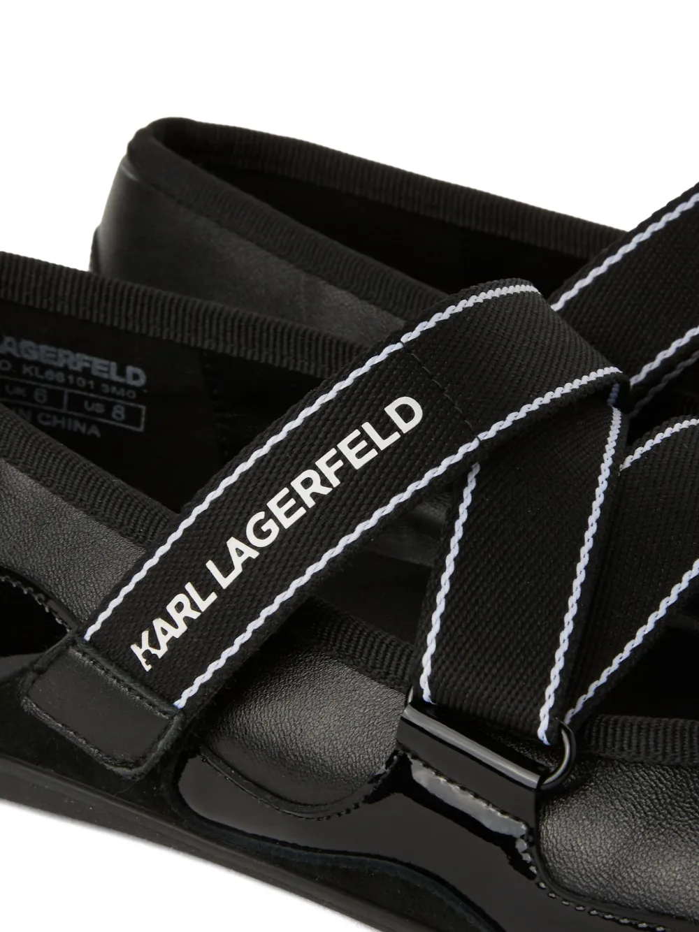Karl Lagerfeld Jeans Altia ballerina's met gekruiste bandjes Zwart