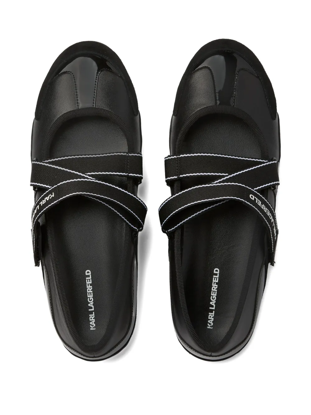 Karl Lagerfeld Jeans Altia ballerina's met gekruiste bandjes Zwart