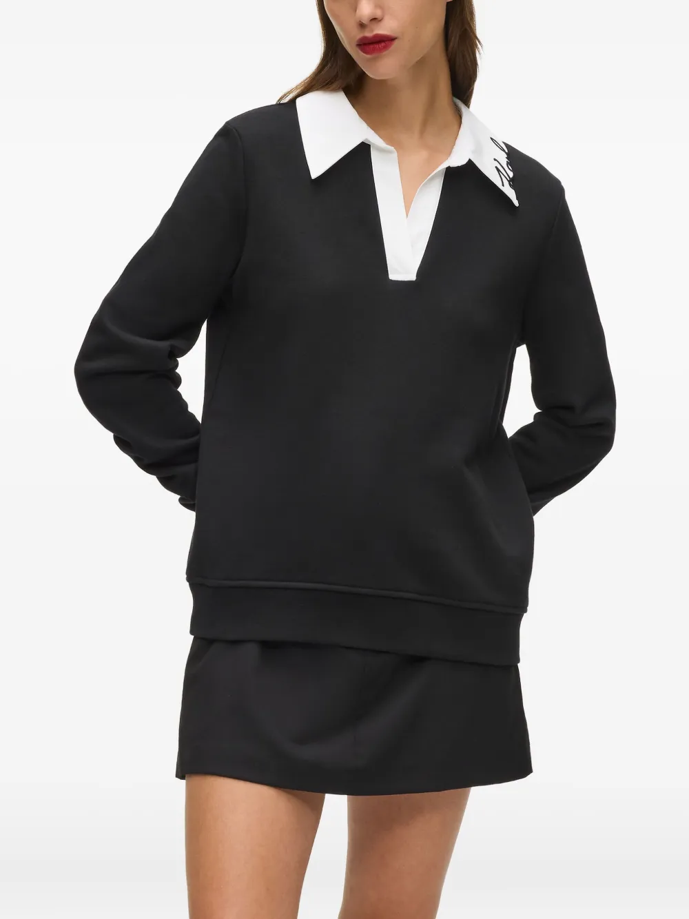 Karl Lagerfeld Logo-embroidered Sweater In Black