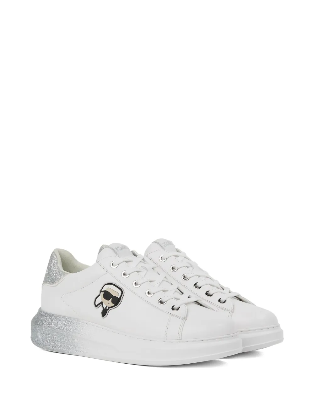 Karl Lagerfeld Kapri sneakers met glitterapplicatie - Wit