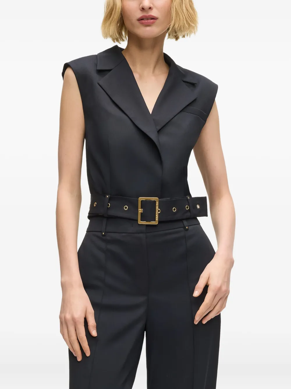 Karl Lagerfeld Gilet met ceintuur en studs Zwart