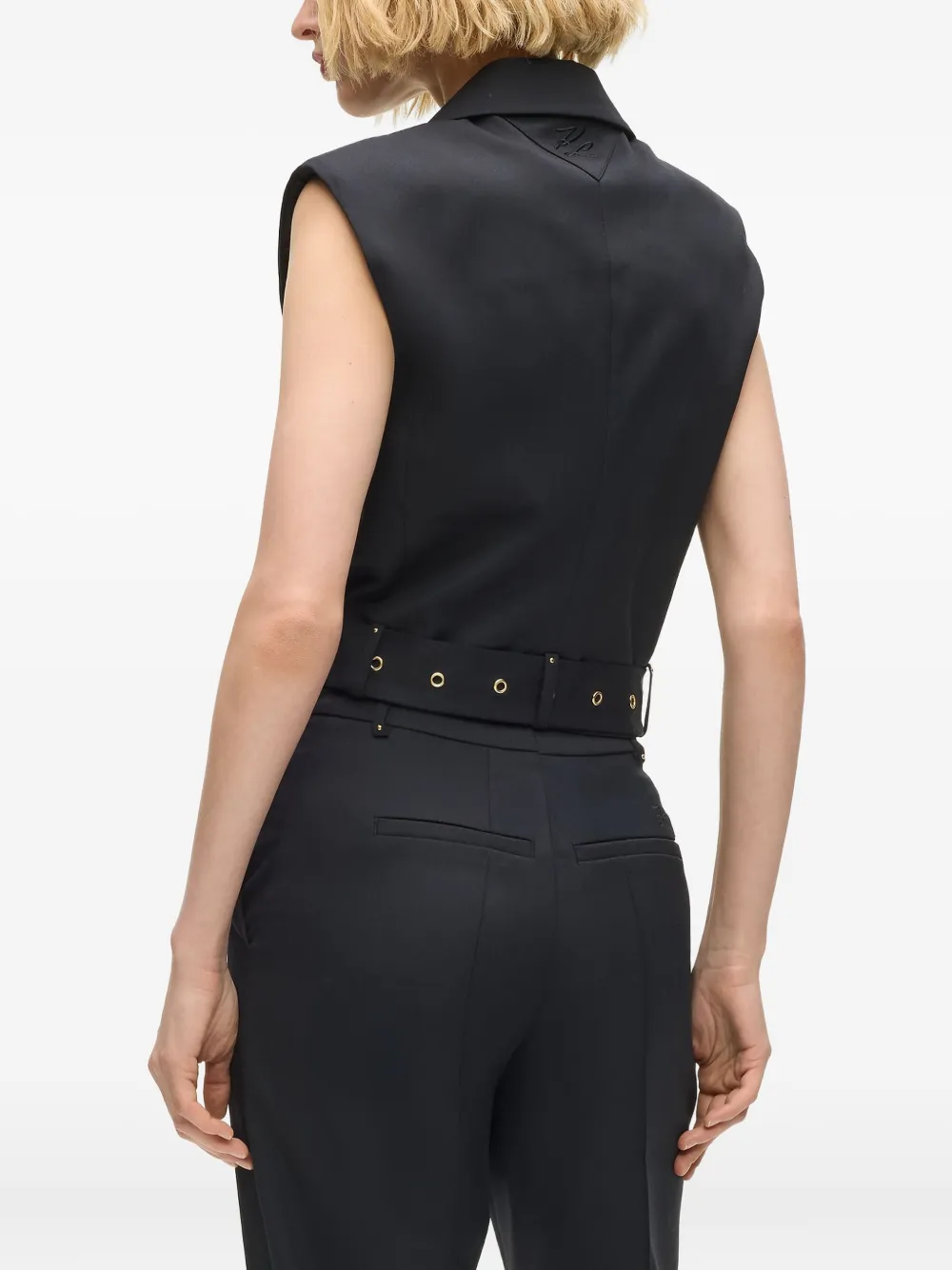 Karl Lagerfeld Gilet met ceintuur en studs Zwart