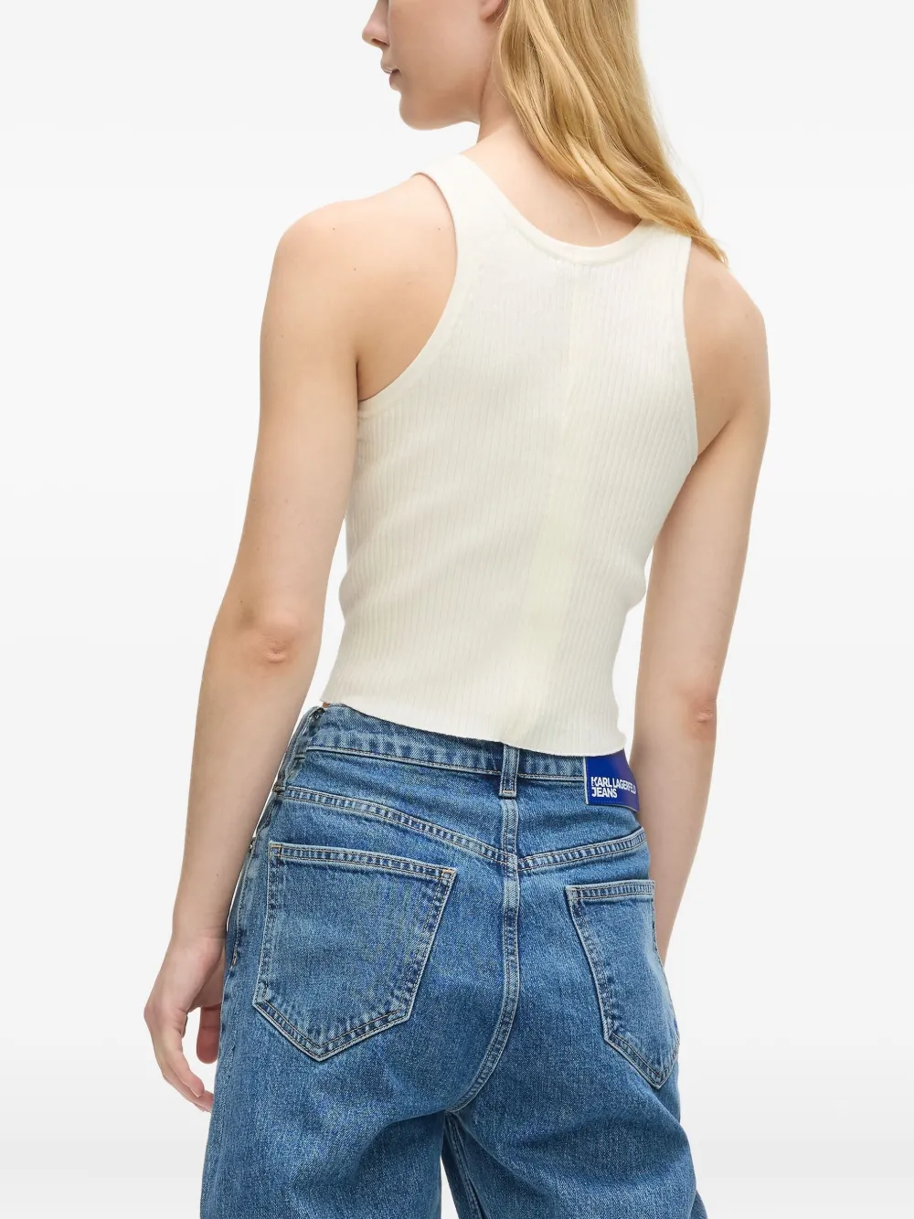 Karl Lagerfeld Jeans Geribbelde tanktop Beige