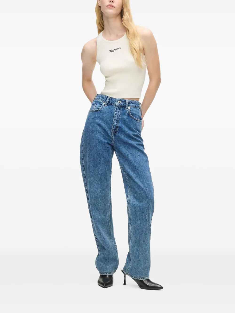 Karl Lagerfeld Jeans Geribbelde tanktop Beige