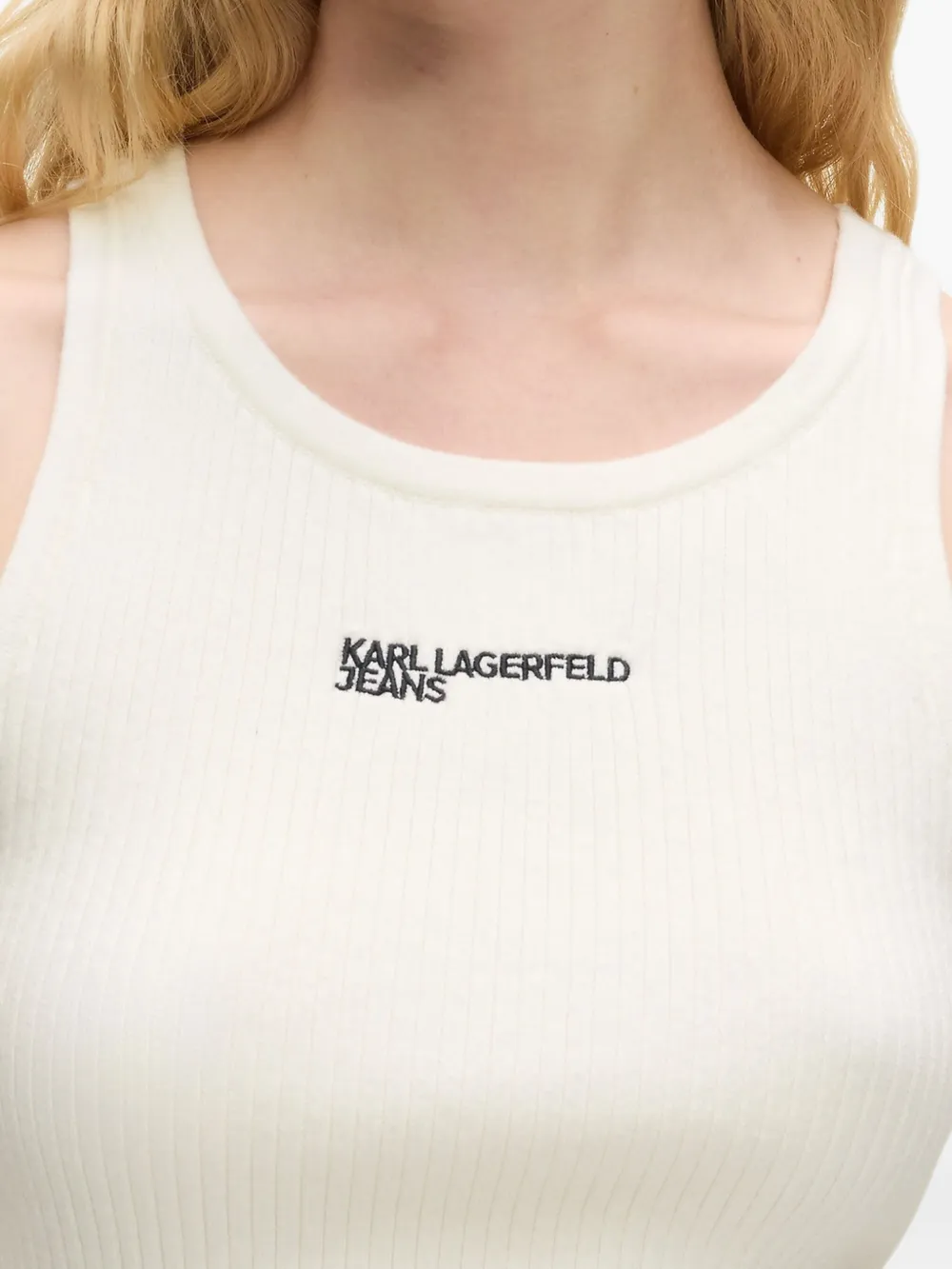Karl Lagerfeld Jeans Geribbelde tanktop Beige