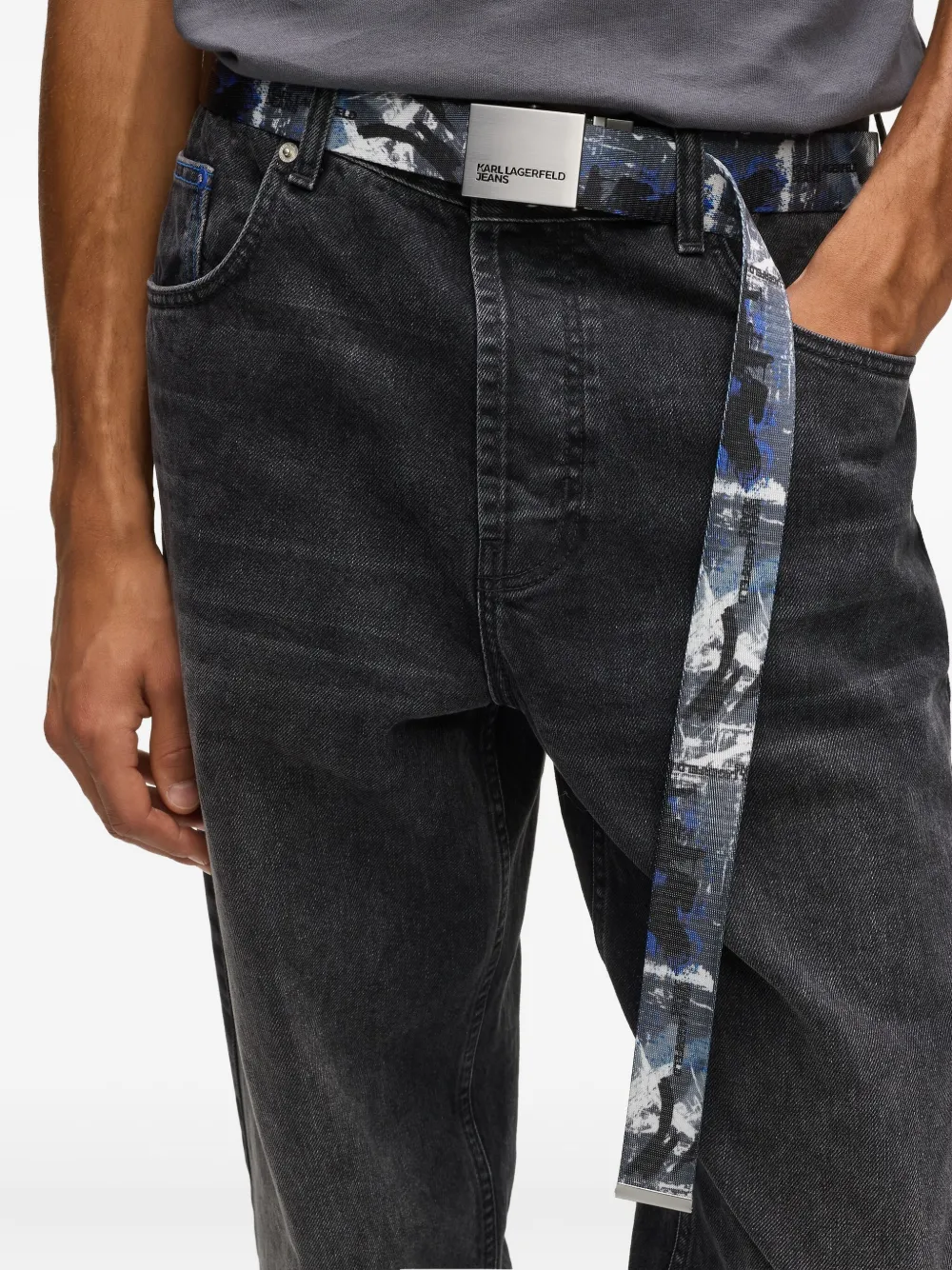 Karl Lagerfeld Jeans Gespriem met graffiti-print - Grijs