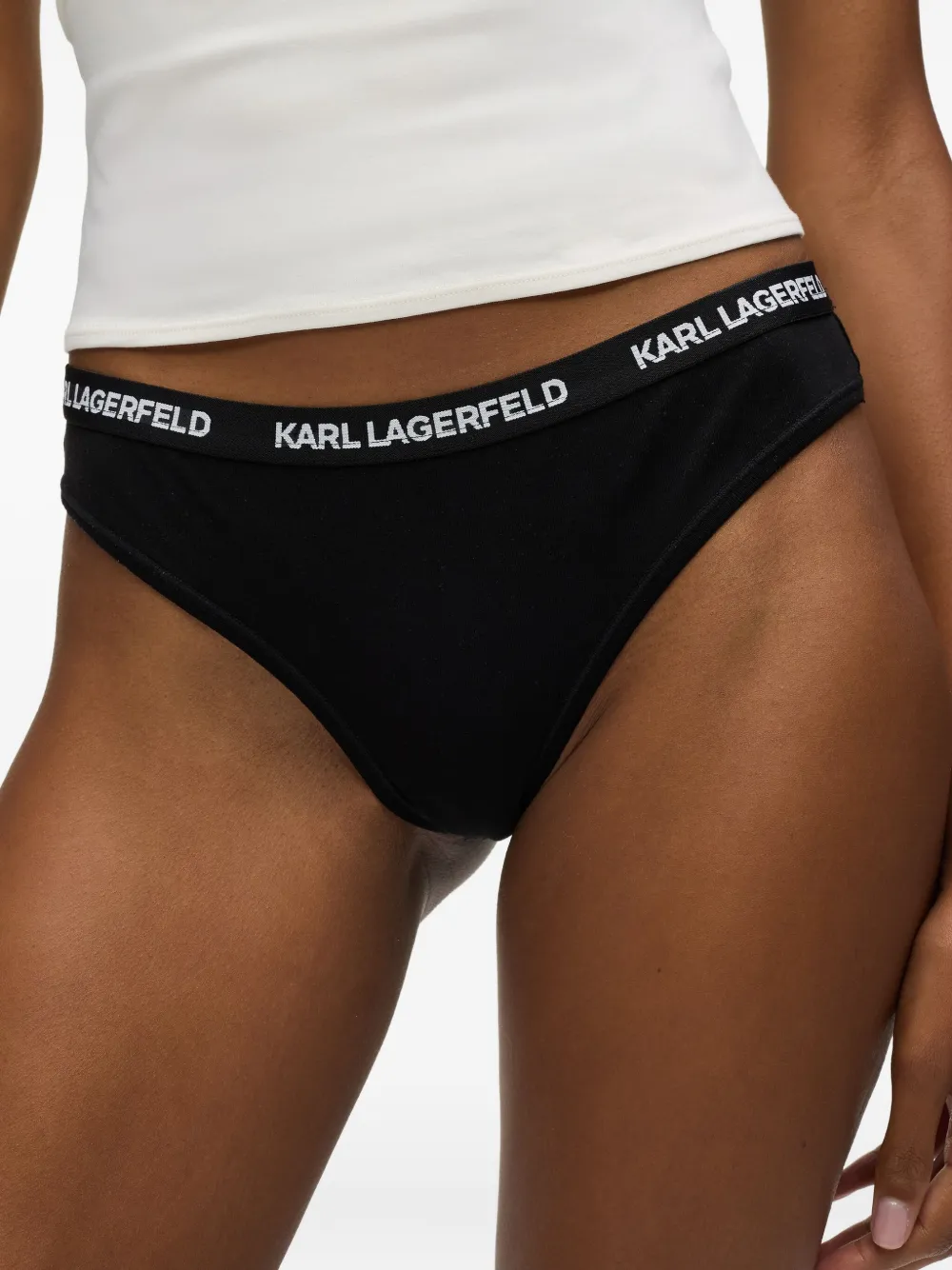 Karl Lagerfeld Drie slips met logoband Zwart