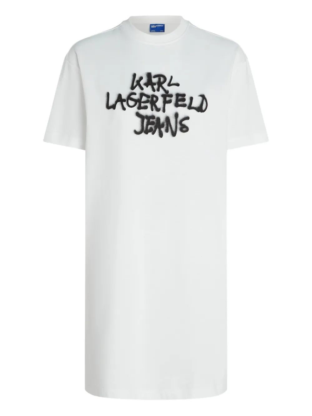 Karl Lagerfeld Jeans Graffiti Crew-neck Dress In White
