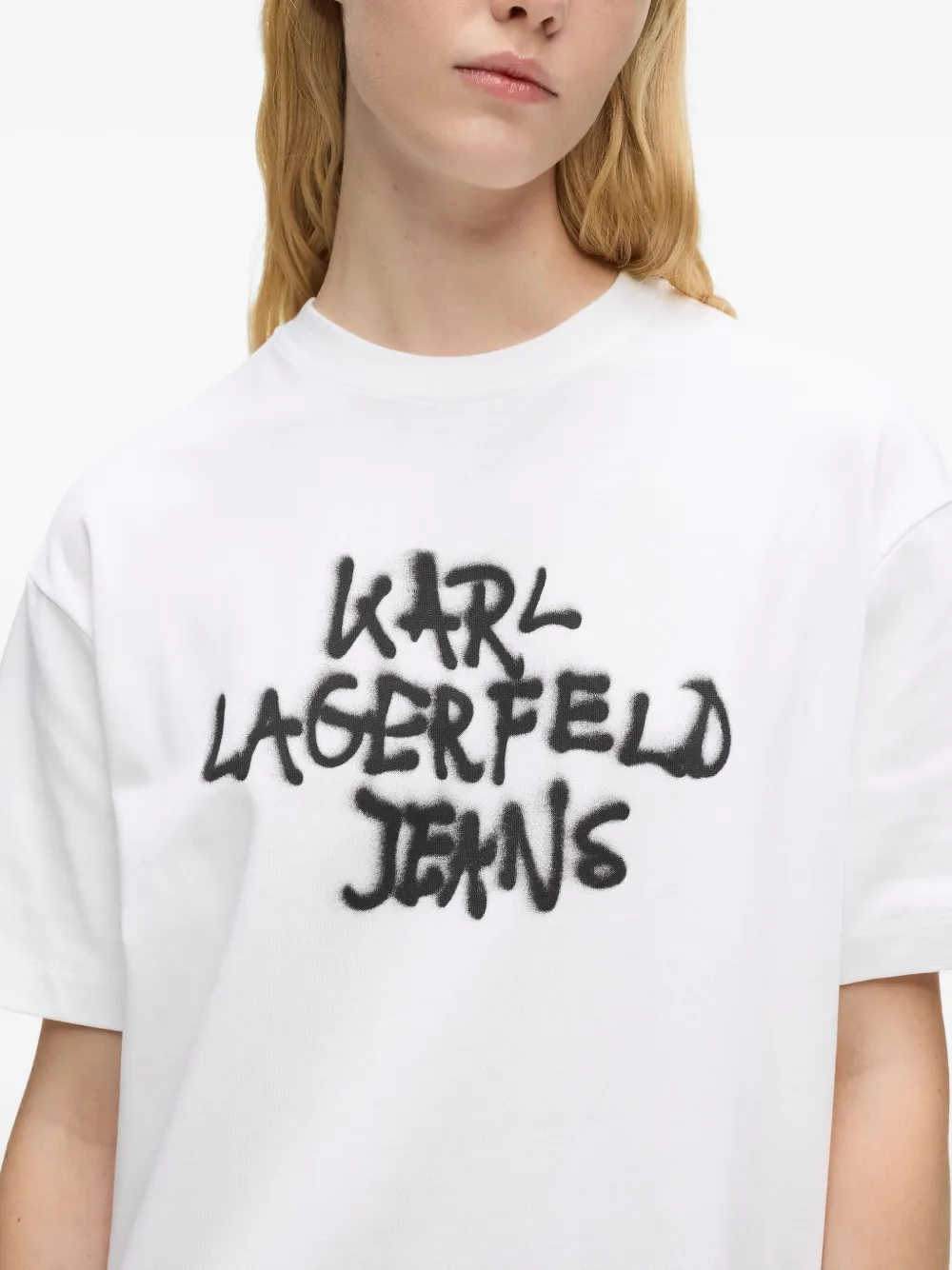 Karl Lagerfeld Jeans Graffiti Crew-neck Dress In White