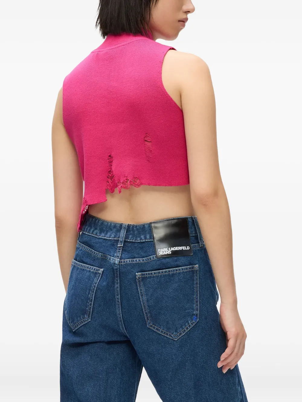 Karl Lagerfeld Jeans Gerafelde top met col Roze