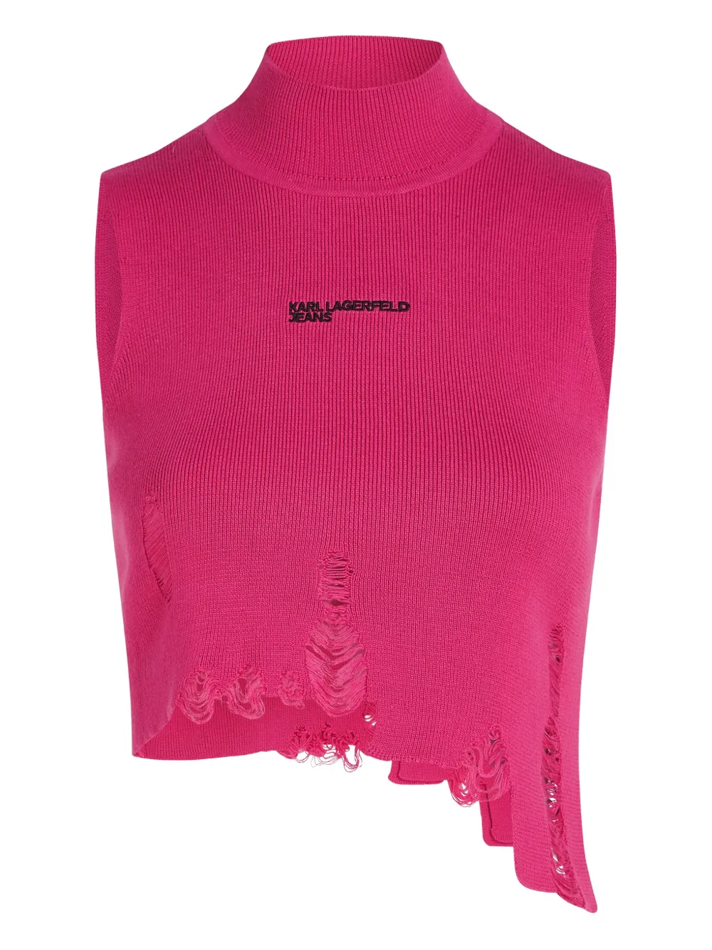 Karl Lagerfeld Jeans distressed mock-neck top | Pink | Image 1