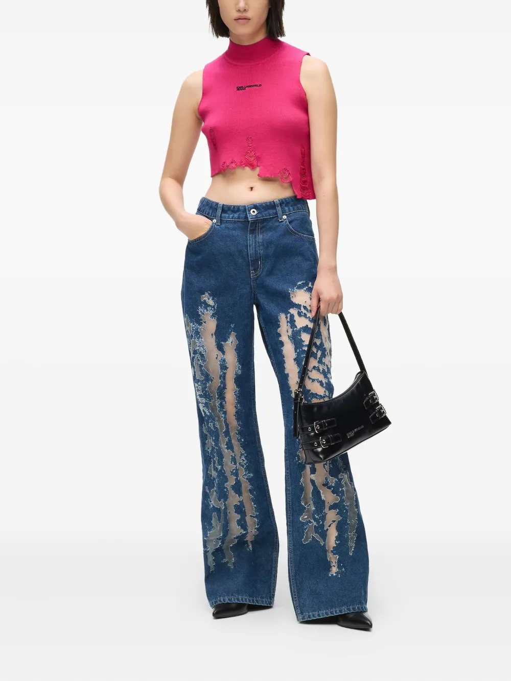 Karl Lagerfeld Jeans distressed mock-neck top | Vests & Tank Tops | Image 2