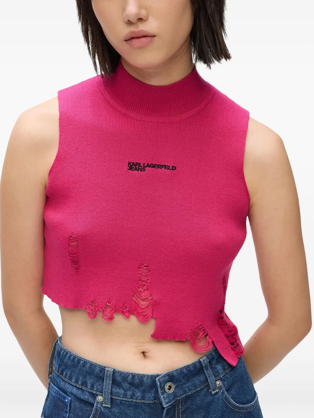 Karl Lagerfeld Jeans Gerafelde top met col Roze