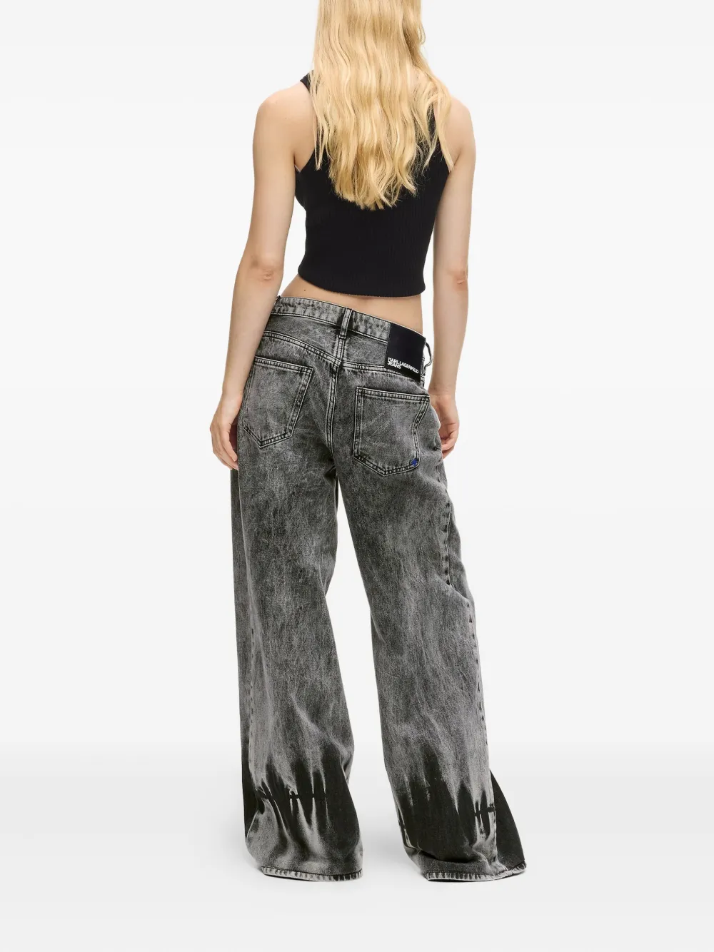 Karl Lagerfeld Jeans Low-rise Wide-leg Jeans In Gray