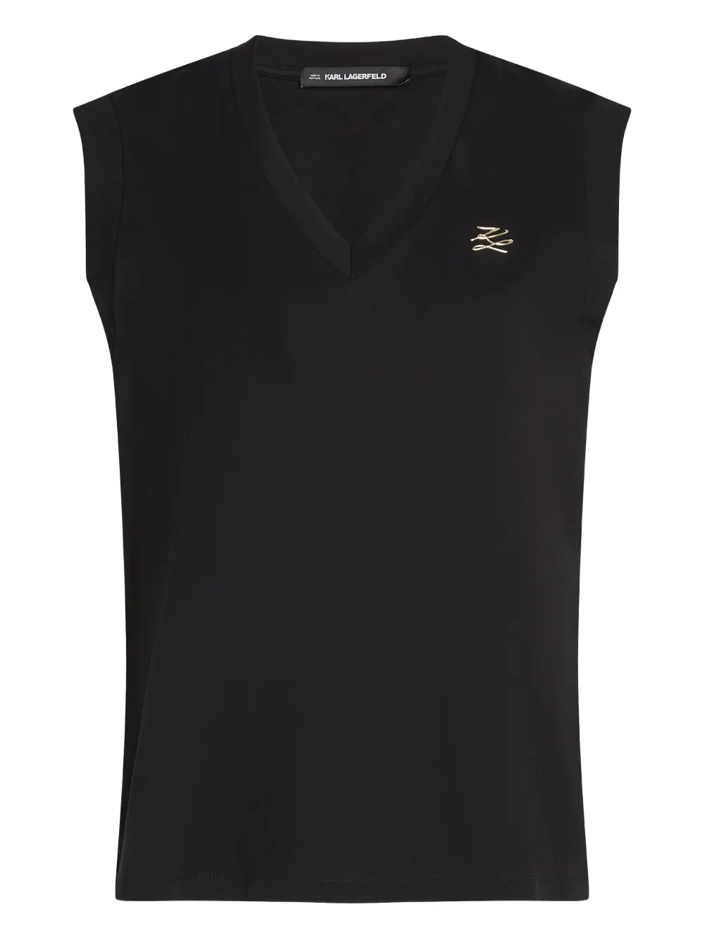 Karl Lagerfeld V-neck Logo Tank Top In Black