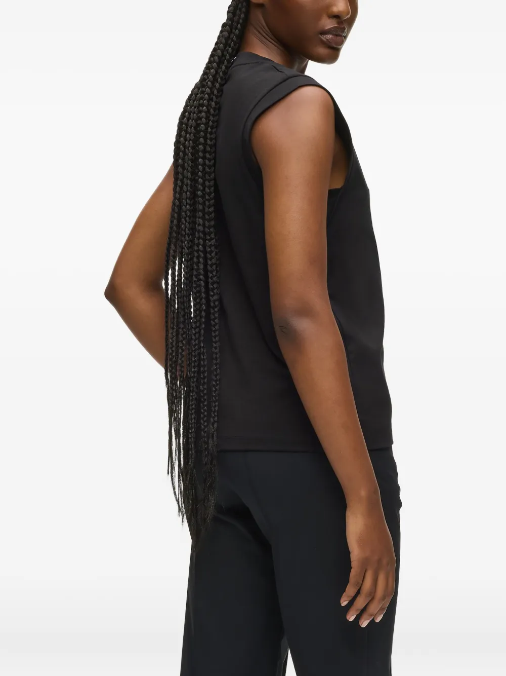 Karl Lagerfeld V-neck Logo Tank Top In Black